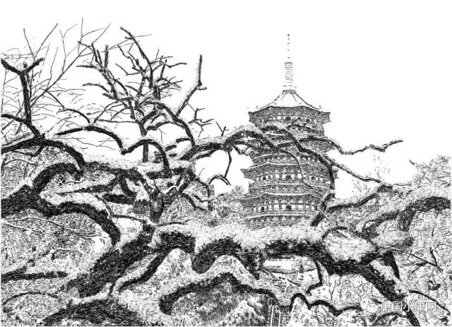 小康论坛张建庭作品雪画西湖钢笔画明信片荣获2019年度中国文旅创意