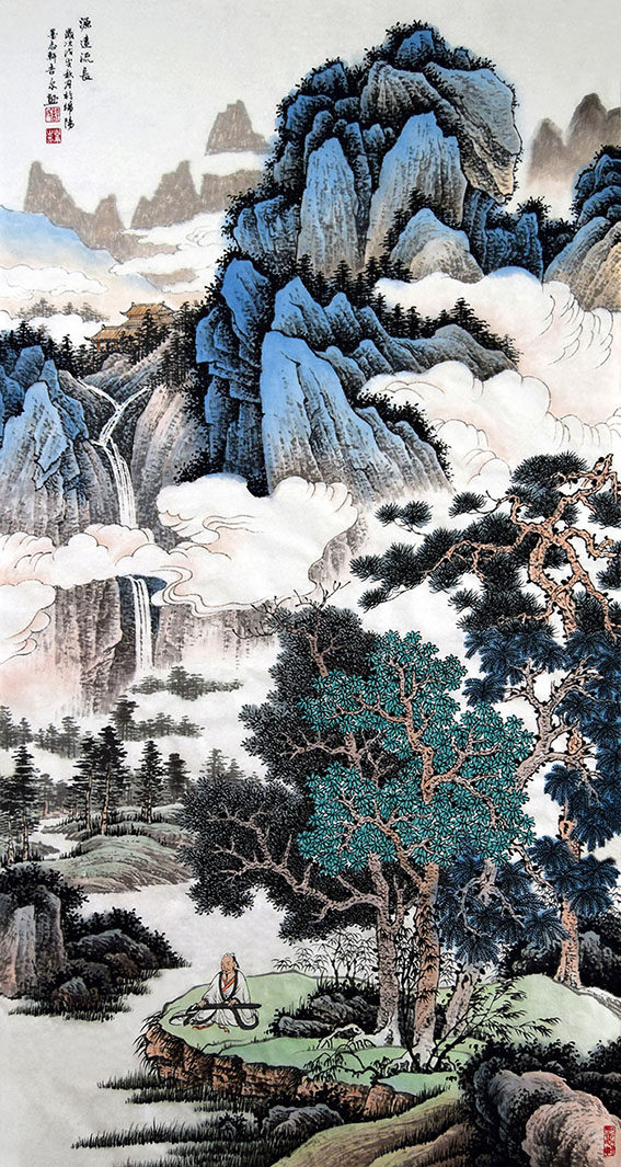 走廊裝飾國畫掛什麼好許吉爾國畫山水美麗獨特更寧靜