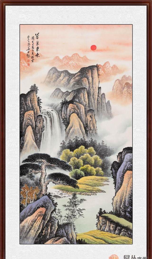 沙发墙挂画题材怎么选择招财引贵聚宝盆山水画风水更好