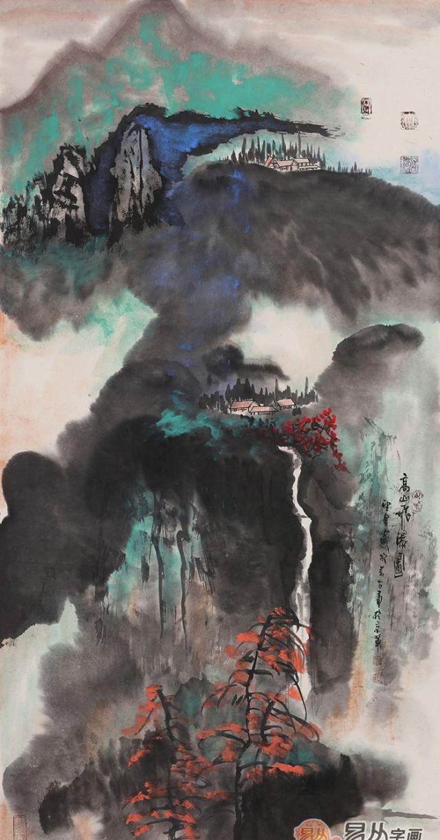 张若古山水画精品赏山水画有独特的山水作品