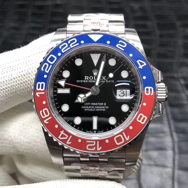 GM劳力士格林尼治黑蓝可乐圈--904L蚝式钢腕表