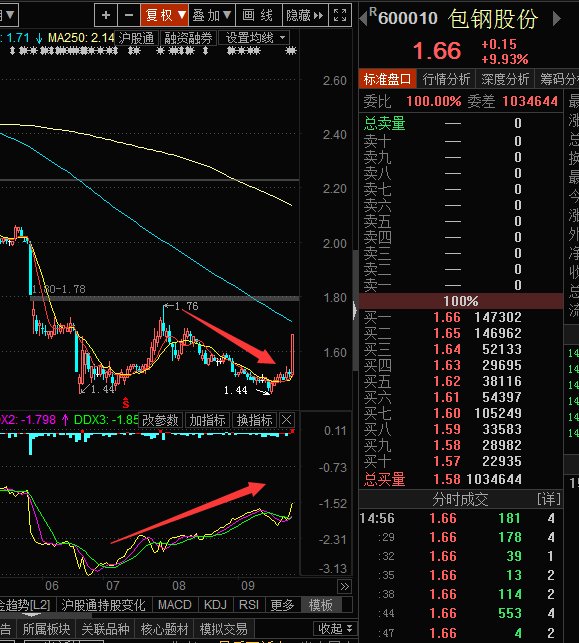 600010包钢股份走势共振分析10